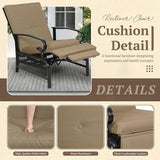 Oakcloud Adjustable Outdoor Lounge Chair Metal Patio Relaxing Recliner Chair with Removable Cushions(Brown) - Photo 4