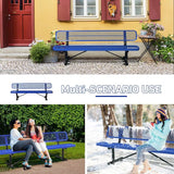 8FT Heavy-Duty Park Bench for Outside - Black Coated Outdoor Furniture Steel Bench - Photo 7