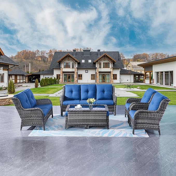 Rilyson Outdoor Patio Furniture Sofa Set - 7 PC Rattan Wicker Patio Sectional Conversation Sets with Sofa, Loveseat - Photo 7
