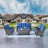 Rilyson Outdoor Patio Furniture Sofa Set - 7 PC Rattan Wicker Patio Sectional Conversation Sets with Sofa, Loveseat - Photo 7