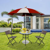 MKDLUFEI 32 Inch Round Outdoor Dining Table, Patio Table with Umbrella Hole, Tempered Glass Top, Black Steel Frame - Photo 2