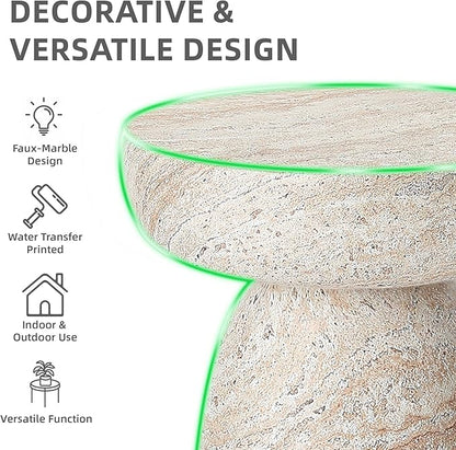 24" Large Side Table Outdoor, Modern Geometric Pedestal End Table, Multi-Functional & Decorative Coffee Table, Accent Table, Planter Stand for Garden Patio Porch Balcony or Living Room Decor