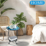 Outdoor Side Table Round Small Mosaic Patio Accent Indoor End Plant Coffee Tea Table for Yard Patio Porch Garden Living - Photo 5