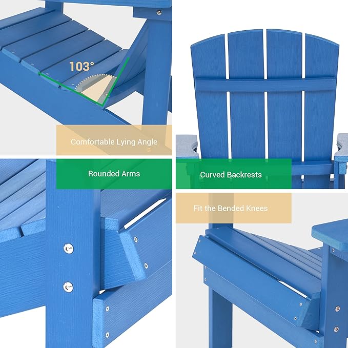 Adirondack Chairs, Plastic Adirondack Chair, All-Weather Resistant Adirondack Chairs, Widely Used in Outdoor, Fire Pit, Deck, Outside, Garden
