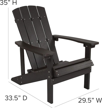 EMMA + OLIVER Outdoor Slate Gray All-Weather Poly Resin Wood Adirondack Chair