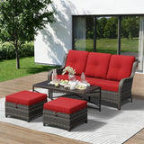 4-Piece Outdoor Couch Set, Includes Wicker Patio Sofa with Thickened Olefin Cushions, High Back and Deep Seating - Photo 1