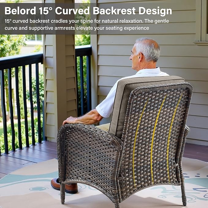 Belord Patio Club Chair Wicker Chairs - Outdoor High Back Chair Set of 2 Patio Furniture Set Rattan Seating with - Photo 4