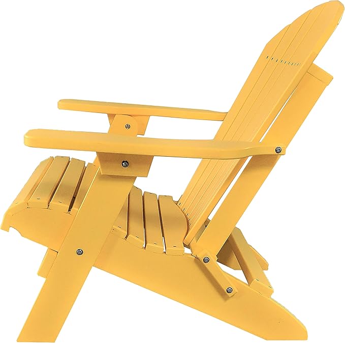 DuraWeather Poly® Classic King Size Folding Adirondack Chair (Lemon Yellow)