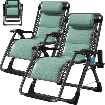MOPHOTO Zero Gravity Chair, Outdoor Padded Lounge Chair with Side Table, Zero Gravity Recliner Chair, Outdoor Reclining Chair, Sturdy & Comfortable, Supports up to 440lbs