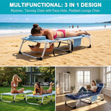 ABORON 3 in 1 Sun Tanning Chair Oversized with Mat&Face Arm Hole, Heavy Duty Folding Chaise Lounge Chairs - Photo 4