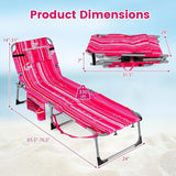 Goplus Tanning Chair with Face Arm Holes, Portable Sunbathing Chair w/4-Level Backrest, Head Pillow - Photo 3