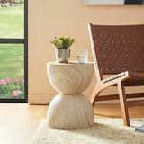 Glitzhome Outdoor Side Table Set of 2, 17.75" H Decorative Garden Stool MGO Hourglass Faux Terrazzo End Table - Photo 8