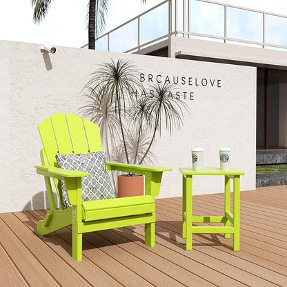WO WESTIN OUTDOOR HDPE Laguna Outdoor Poly Adirondack Chair with Side Table, Lime