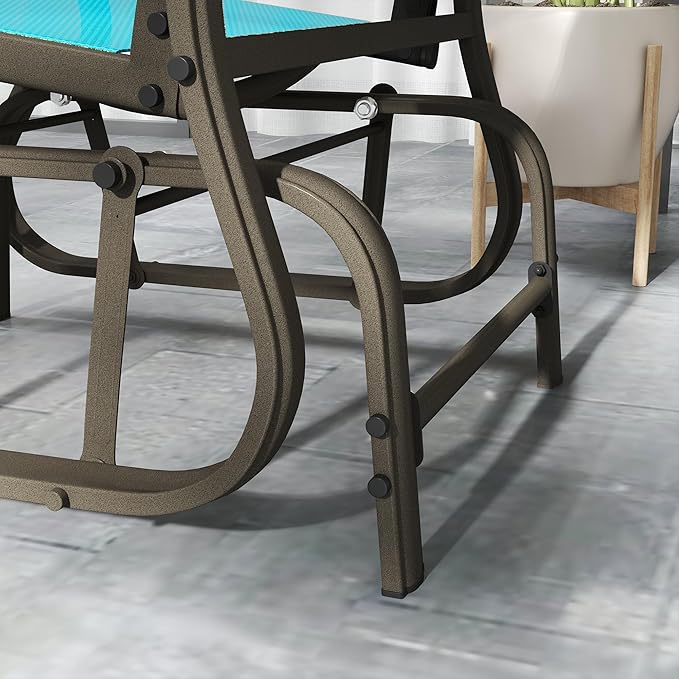 Outsunny Outdoor Glider Chair, Gliders for Outside Patio with Steel Frame and Mesh Fabric for Backyard, Garden - Photo 9