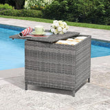 Verano Garden Outdoor Wicker Side Table Set of 2, Small Storage Rattan Wicker End Table - Photo 2