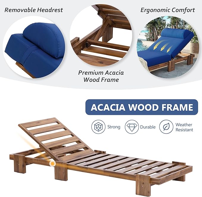 Merax 4 Piece 78.8'' Outdoor Patio Chaise Lounge Chair - Photo 4