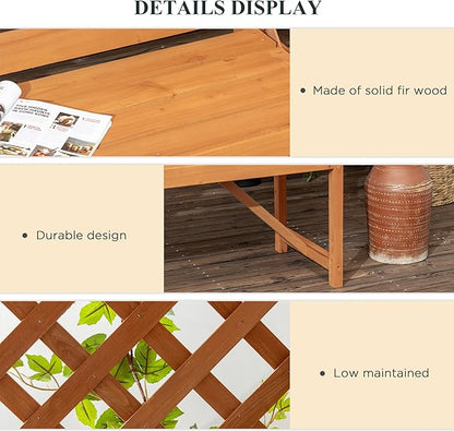 Outsunny Patio Garden Bench Arbor Arch with Pergola and 2 Trellises, 3 Seat Natural Wooden Outdoor Bench for Grape Vines & Climbing Plants, Backyard Decor, Brown