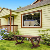 Wooden Garden Bench, 2-Person Outdoor Wagon Wheel Porch Bench, Outdoor Garden Bench - Photo 5