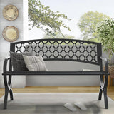 On Shine 50'' Patio Garden Bench, Loveseats Patio Park Bench, Black Steel Cast Iron Frame Bench - Photo 2
