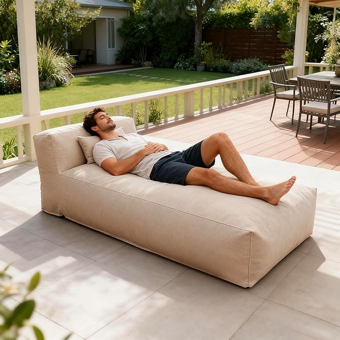 Outdoor Bean Bed Chair Sun Lounger, Outdoor Couch Sofa for Patio & Pool, Foam Filling Day Bed Furniture - Photo 6
