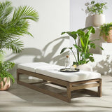 SAFAVIEH Couture Outdoor Collection Saint Vincent Natural/Beige Cushion Solid Wood Chaise Lounge Chair - Photo 10