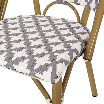 Christopher Knight Home Darcy Outdoor French Bistro Chair (Set of 4), Gray + White + Bamboo Print Finish