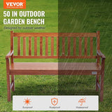 VEVOR Wood Outdoor Bench, 2-Person Garden Bench with Backrest and Armrests, 800 lbs Load Capacity - Photo 4