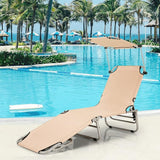 GYMAX Beach Chair with Canopy Shade, Folding Tanning Lounge with Adjustable Backrest, Carry Handle & Side Pocket - Photo 2