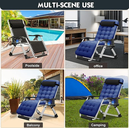 MOPHOTO Zero Gravity Chair Oversize, Outdoor Padded Lounge Chair with Side Table, Zero Gravity Recliner Chair, Outdoor Reclining Chair, Sturdy & Comfortable, Supports up to 440lbs