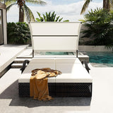 Outdoor Double Chaise Lounge with Adjustable Backrest and Sun Canopy - Photo 2