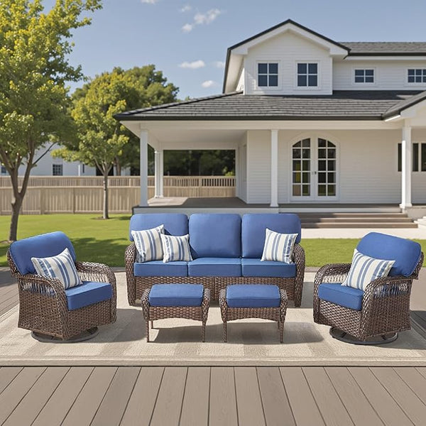 5 Pieces Patio Furniture Set Swivel Chairs - Photo 1