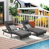 KEIKI Wicker Outdoor Chaise Lounge Chairs Set of 2 for Patio & Pool Side with 5-Level Adjustable Backrest and Cushions - Photo 3