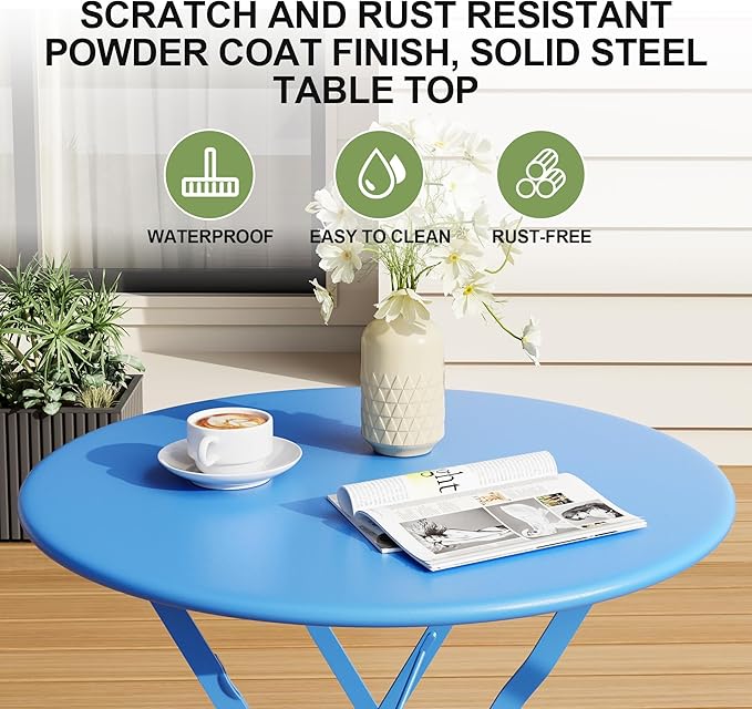 GarveeLife Outdoor Metal Bistro Set, 3-Piece Patio Furniture Set with 2 Chairs and 1 Table - Photo 2