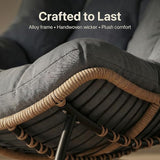 Oversized Papasan Rocking Chair Outdoor, Comfy Wicker Patio Papasan Egg Rocker with Thick Cushion for 450 lbs - Photo 9
