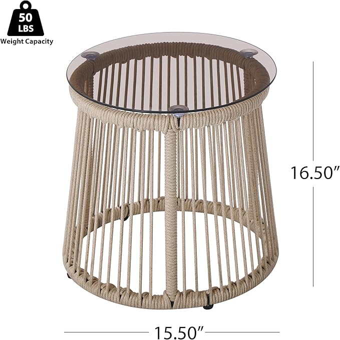 Christopher Knight Home Desna Coffee Table, Patio Glass Round End Table, Outdoor Side Table - Photo 2