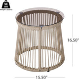 Christopher Knight Home Desna Coffee Table, Patio Glass Round End Table, Outdoor Side Table - Photo 2