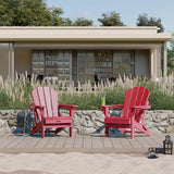 Ciokea Folding Adirondack Chair 2 Pack, Patio Adirondack Chair Weather Resistant, Plastic Fire Pit Chair with Cup Holder - Photo 2