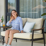 NATURAL EXPRESSIONS Patio Loveseat Sofa Outdoor Furniture Metal Chair with Wicker Backrest & 6 Inches Cushion for Indoor - Photo 7