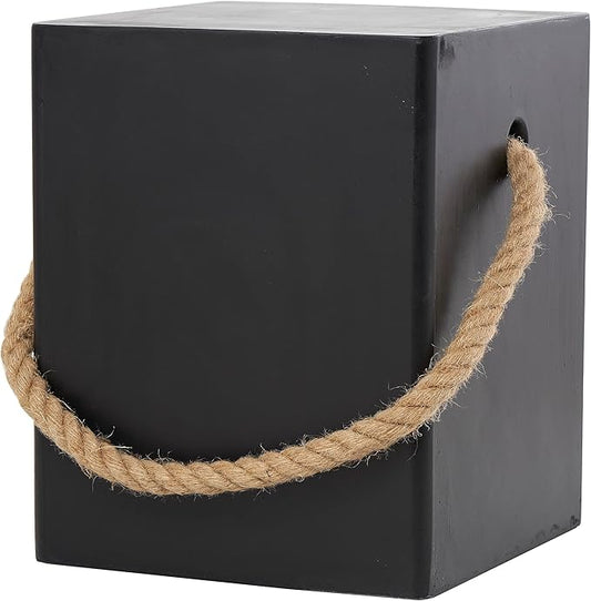 Deco 79 Magnesium Oxide Lightweight Outdoor Accent Table with Rope Handle, 15" x 15" x 18", Gray