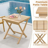 Tangkula 27.5 Inch Teak Wood Patio Dining Table, Square Outdoor Bistro Table with Slatted Tabletop - Photo 6