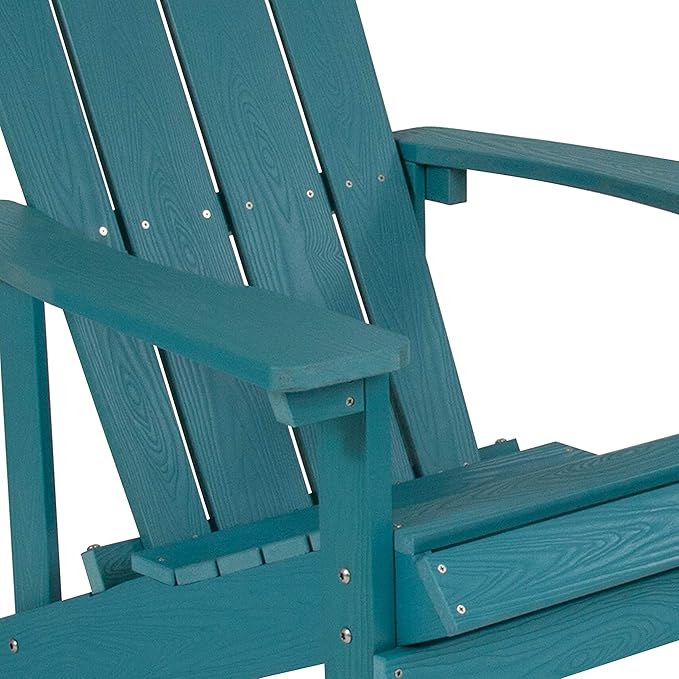 Flash Furniture Charlestown Poly Resin Adirondack Chair - Sea Foam - All Weather - Indoor/Outdoor - Set of 4 - Photo 9