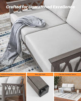 Outdoor Aluminum Loveseat Sofa, 2-Seat Patio Sofa with Thick Cushions, Outdoor Club Sofa Couch - Photo 7