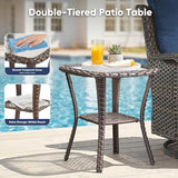 Belord Patio Wicker Chairs Swivel Rocker, Outdoor Patio Furniture Set with Rattan Side Table - Photo 9