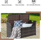 Outvita 40 Gallon Outdoor Storage Box, Patio Rattan Storage Bench with Cushion for Backyard, Balcony, Poolside, Garden - Photo 7