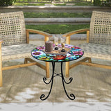18" Side Table Outdoor, Hummingbird Metal Accent Table, Indoor Small Round End Tables - Photo 8