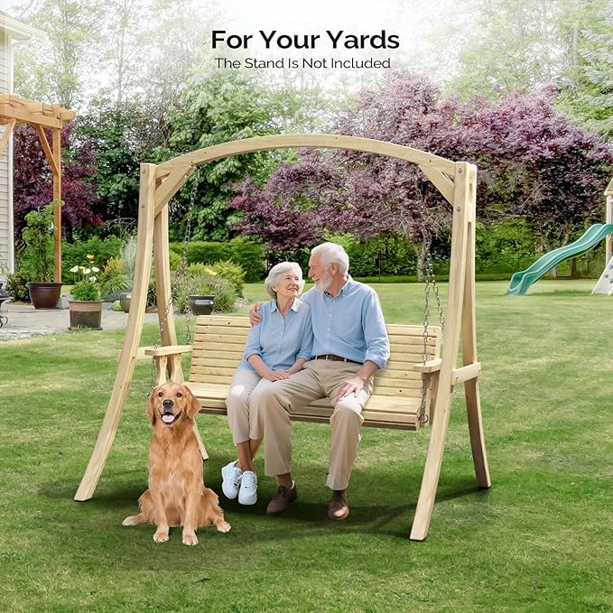 VINGLI Outdoor Wooden Swing Frame, Heavy Duty 1000 LBS A-Frame Swing Stand with Farmhouse Cottage Style - Photo 7
