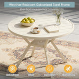 42" Outdoor Patio Table Dining Table, All Weather Metal Round Patio Table with Adjustable Umbrella Hole - Photo 5