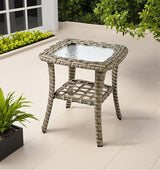 ovios Outdoor Side Table with Tempered Glass Top - Photo 2