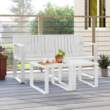 Tangkula Patio Loveseat, Weather-Resistant Plastic 2-Person Bench with Curved Backrest - Photo 4