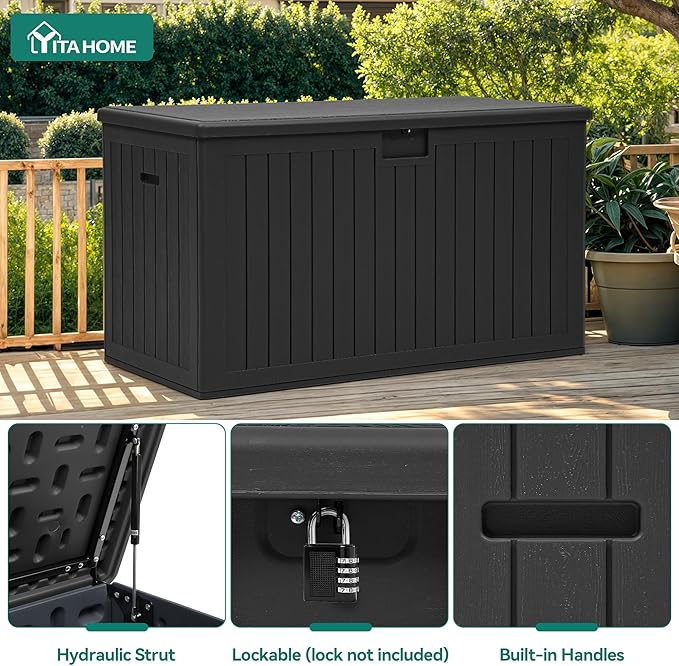 YITAHOME 220 Gallon Double-Wall Deck Box with Divider & Side Handles, Outdoor Large Storage for Patio Furniture Cushions - Photo 4